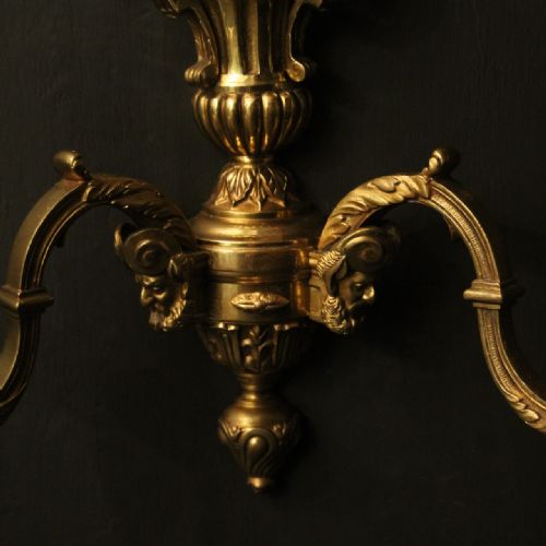 ENGLISH PAIR OF GILDED BRONZE ANTIQUE WALL LIGHTS - ADDITIONAL PHOTO 8