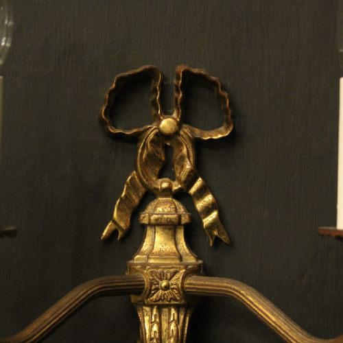 FRENCH PAIR OF GILDED RIBBON ANTIQUE WALL LIGHTS - ADDITIONAL PHOTO 2