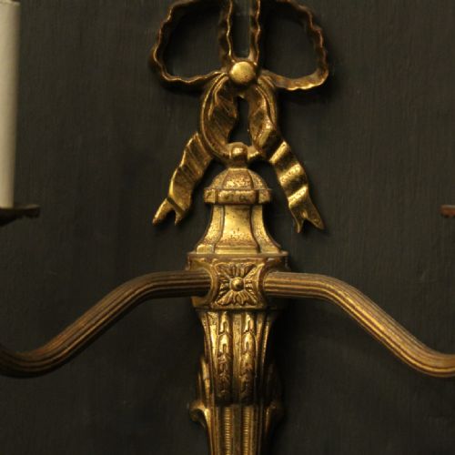 FRENCH PAIR OF GILDED RIBBON ANTIQUE WALL LIGHTS - ADDITIONAL PHOTO 3