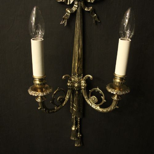 FRENCH LARGE PAIR OF GILDED RIBBON WALL LIGHTS - ADDITIONAL PHOTO 3