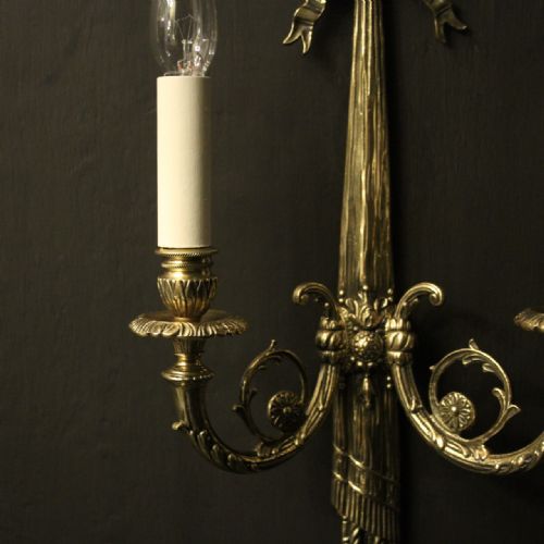 FRENCH LARGE PAIR OF GILDED RIBBON WALL LIGHTS - ADDITIONAL PHOTO 6