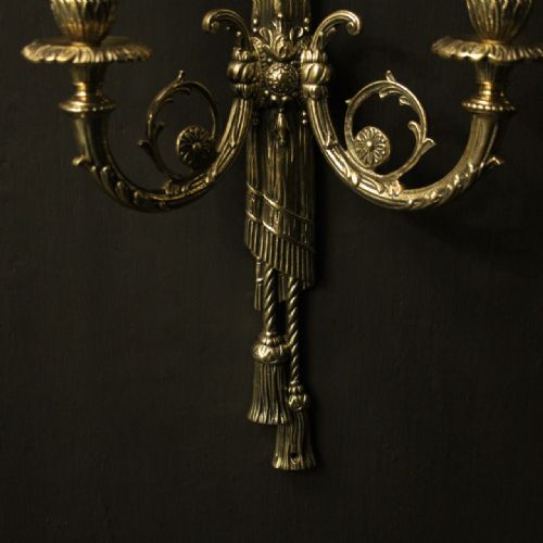 FRENCH LARGE PAIR OF GILDED RIBBON WALL LIGHTS - ADDITIONAL PHOTO 8