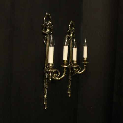 FRENCH LARGE PAIR OF GILDED RIBBON WALL LIGHTS - ADDITIONAL PHOTO 9