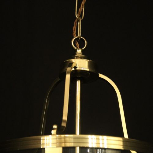 ENGLISH CONVEX BRASS TRIPLE LIGHT HALL LANTERN - ADDITIONAL PHOTO 6