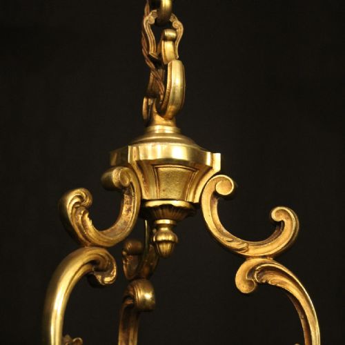 FRENCH GILDED BRONZE 6 LIGHT ANTIQUE CHANDELIER - ADDITIONAL PHOTO 5