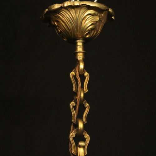 FRENCH GILDED BRONZE 6 LIGHT ANTIQUE CHANDELIER - ADDITIONAL PHOTO 9