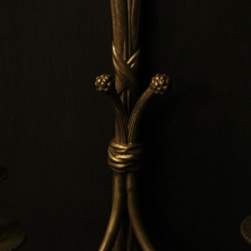 FRENCH SET OF 3 BRONZE TWIN ARM WALL LIGHTS - ADDITIONAL PHOTO 4
