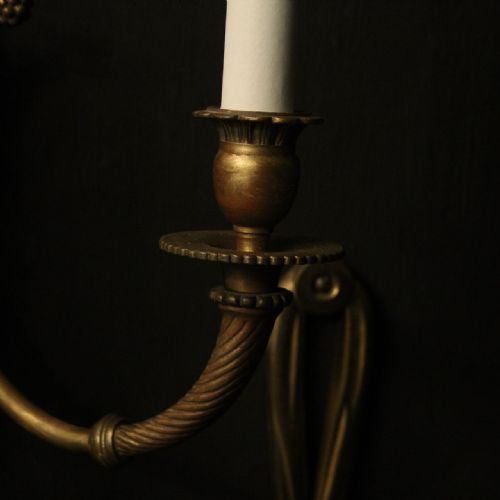 FRENCH SET OF 3 BRONZE TWIN ARM WALL LIGHTS - ADDITIONAL PHOTO 6