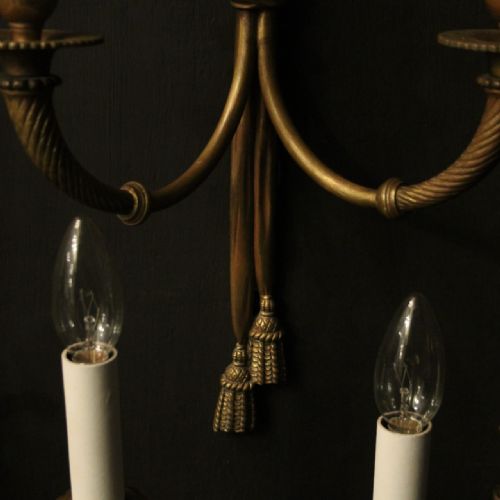 FRENCH SET OF 3 BRONZE TWIN ARM WALL LIGHTS - ADDITIONAL PHOTO 7