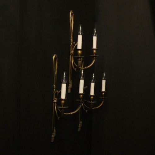 FRENCH SET OF 3 BRONZE TWIN ARM WALL LIGHTS - ADDITIONAL PHOTO 9