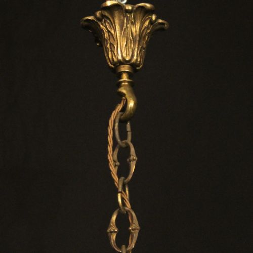 FRENCH GILDED BRASS CRYSTAL 6 LIGHT ANTIQUE CHANDELIER - ADDITIONAL PHOTO 9
