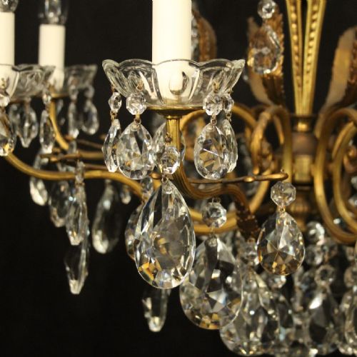 FRENCH GILDED BRONZE CRYSTAL 8 LIGHT ANTIQUE CHANDELIER - ADDITIONAL PHOTO 3