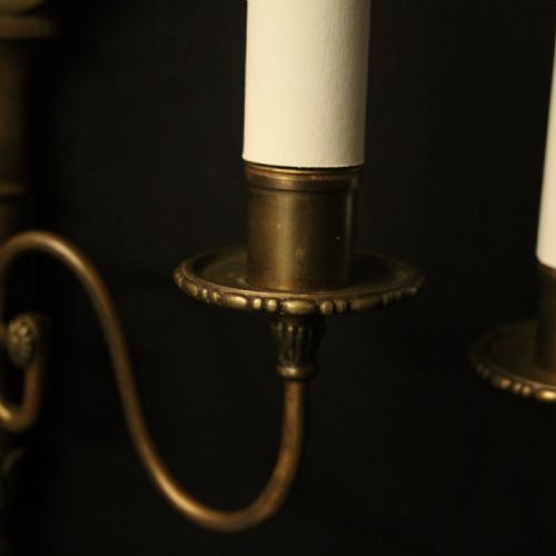 FRENCH PAIR OF GILDED TWIN ARM ANTIQUE WALL LIGHTS - ADDITIONAL PHOTO 6