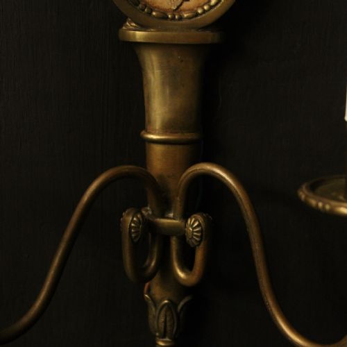 FRENCH PAIR OF GILDED TWIN ARM ANTIQUE WALL LIGHTS - ADDITIONAL PHOTO 8