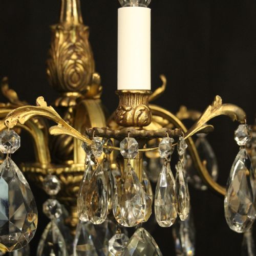 FRENCH GILDED BRONZE CRYSTAL 6 LIGHT ANTIQUE CHANDELIER - ADDITIONAL PHOTO 2