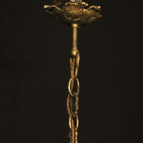 FRENCH GILDED BRONZE CRYSTAL 6 LIGHT ANTIQUE CHANDELIER - ADDITIONAL PHOTO 9