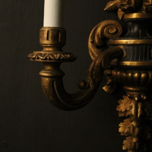 FRENCH SET OF 4 GILTWOOD TWIN ARM ANTIQUE WALL LIGHTS - ADDITIONAL PHOTO 3