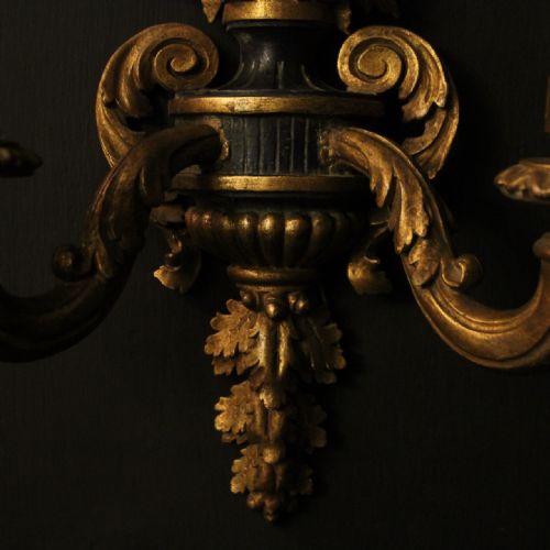 FRENCH SET OF 4 GILTWOOD TWIN ARM ANTIQUE WALL LIGHTS - ADDITIONAL PHOTO 7