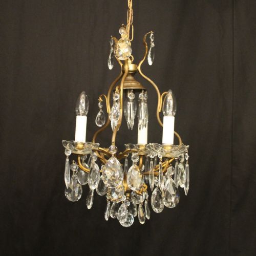 french gilded birdcage 4 light antique chandelier - CATEGORY: ANTIQUE LIGHTING - DATED 1920