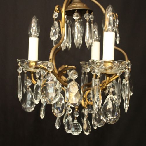 FRENCH GILDED BIRDCAGE 4 LIGHT ANTIQUE CHANDELIER - ADDITIONAL PHOTO 1
