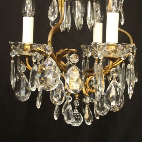 FRENCH GILDED BIRDCAGE 4 LIGHT ANTIQUE CHANDELIER - ADDITIONAL PHOTO 6
