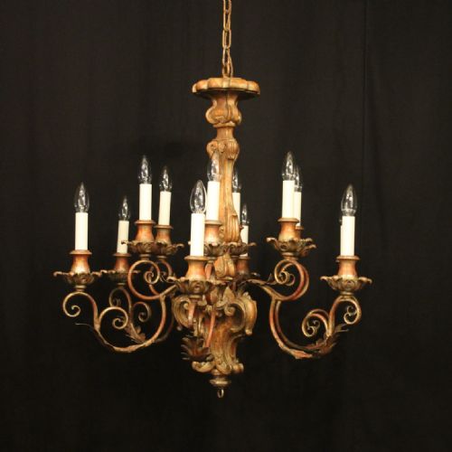 florentine 12 light polychrome antique chandelier - CATEGORY: ANTIQUE LIGHTING - DATED 1920