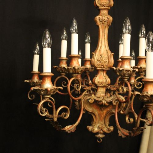 FLORENTINE 12 LIGHT POLYCHROME ANTIQUE CHANDELIER - ADDITIONAL PHOTO 1
