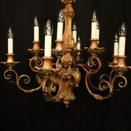 FLORENTINE 12 LIGHT POLYCHROME ANTIQUE CHANDELIER - ADDITIONAL PHOTO 2