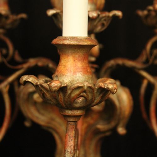 FLORENTINE 12 LIGHT POLYCHROME ANTIQUE CHANDELIER - ADDITIONAL PHOTO 3