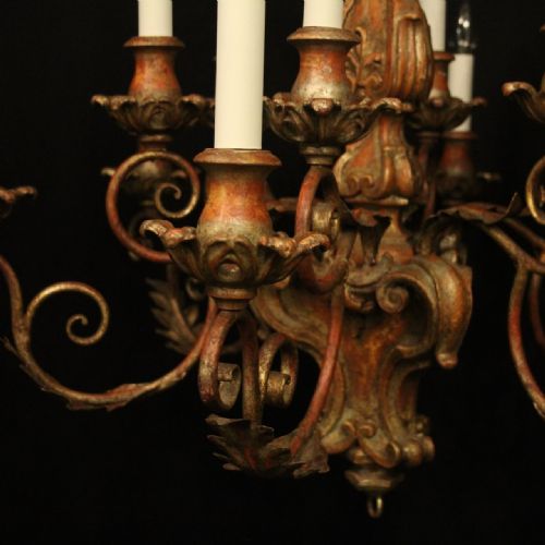 FLORENTINE 12 LIGHT POLYCHROME ANTIQUE CHANDELIER - ADDITIONAL PHOTO 5