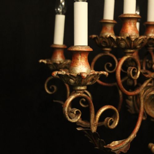 FLORENTINE 12 LIGHT POLYCHROME ANTIQUE CHANDELIER - ADDITIONAL PHOTO 6