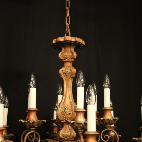 FLORENTINE 12 LIGHT POLYCHROME ANTIQUE CHANDELIER - ADDITIONAL PHOTO 7