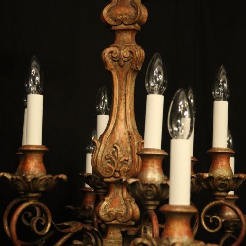 FLORENTINE 12 LIGHT POLYCHROME ANTIQUE CHANDELIER - ADDITIONAL PHOTO 8