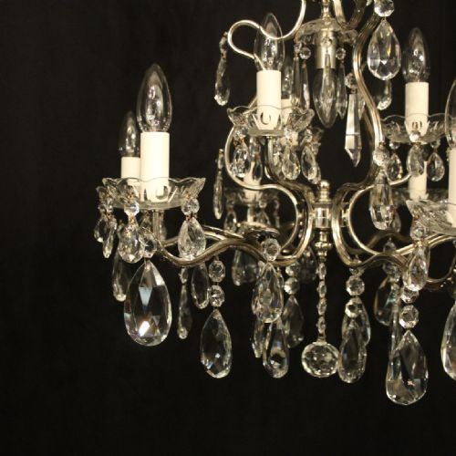 FRENCH NICKEL PLATED 10 LIGHT ANTIQUE CHANDELIER - ADDITIONAL PHOTO 2