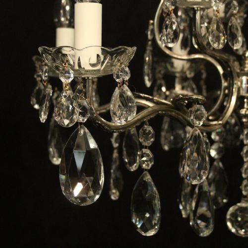 FRENCH NICKEL PLATED 10 LIGHT ANTIQUE CHANDELIER - ADDITIONAL PHOTO 3