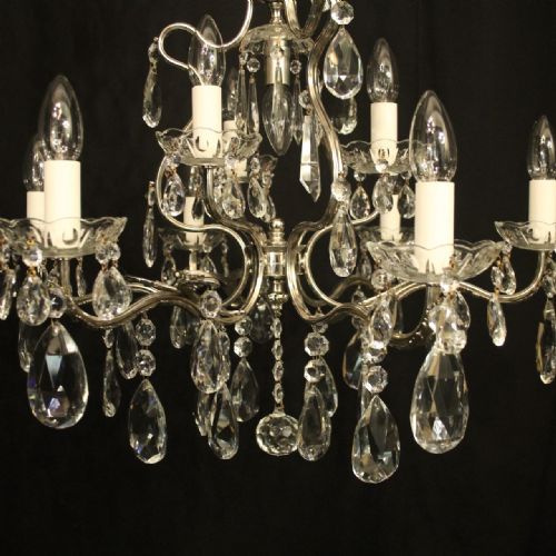 FRENCH NICKEL PLATED 10 LIGHT ANTIQUE CHANDELIER - ADDITIONAL PHOTO 4
