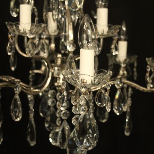 FRENCH NICKEL PLATED 10 LIGHT ANTIQUE CHANDELIER - ADDITIONAL PHOTO 5