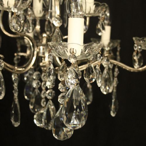 FRENCH NICKEL PLATED 10 LIGHT ANTIQUE CHANDELIER - ADDITIONAL PHOTO 6