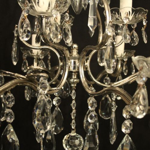 FRENCH NICKEL PLATED 10 LIGHT ANTIQUE CHANDELIER - ADDITIONAL PHOTO 7