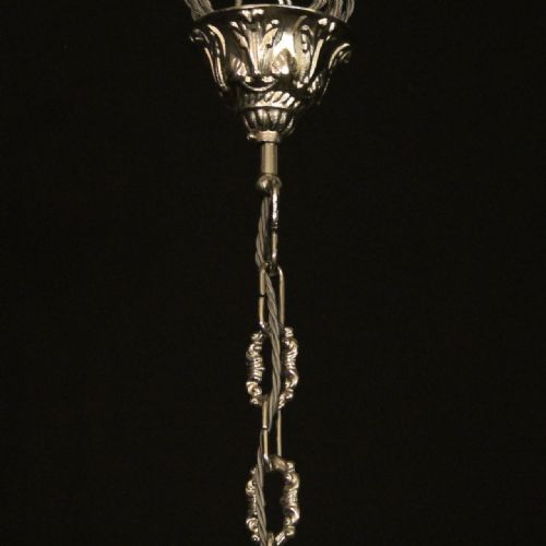 FRENCH NICKEL PLATED 10 LIGHT ANTIQUE CHANDELIER - ADDITIONAL PHOTO 9
