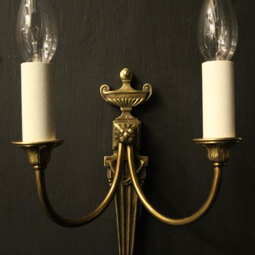 FRENCH PAIR OF BRASS TWIN ARM WALL LIGHTS - ADDITIONAL PHOTO 2