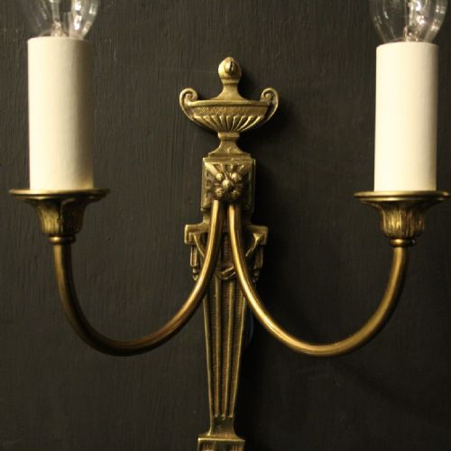 FRENCH PAIR OF BRASS TWIN ARM WALL LIGHTS - ADDITIONAL PHOTO 5