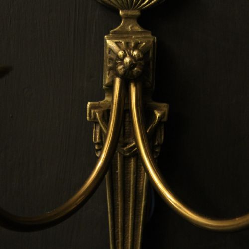 FRENCH PAIR OF BRASS TWIN ARM WALL LIGHTS - ADDITIONAL PHOTO 6