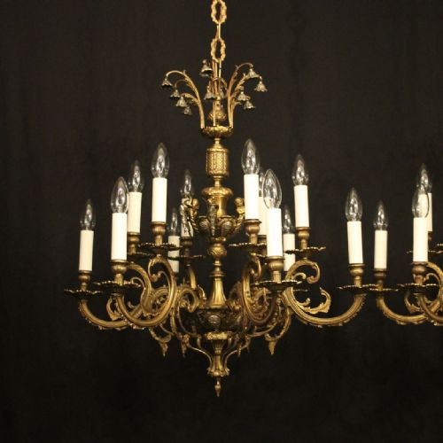 FRENCH PAIR OF 12 LIGHT DOUBLE TIERED CHANDELIERS - ADDITIONAL PHOTO 1