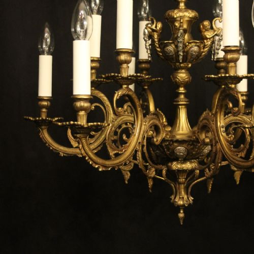 FRENCH PAIR OF 12 LIGHT DOUBLE TIERED CHANDELIERS - ADDITIONAL PHOTO 2