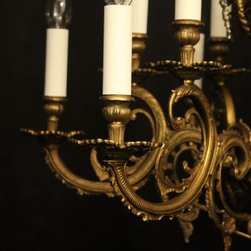 FRENCH PAIR OF 12 LIGHT DOUBLE TIERED CHANDELIERS - ADDITIONAL PHOTO 3