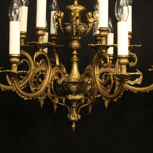 FRENCH PAIR OF 12 LIGHT DOUBLE TIERED CHANDELIERS - ADDITIONAL PHOTO 6