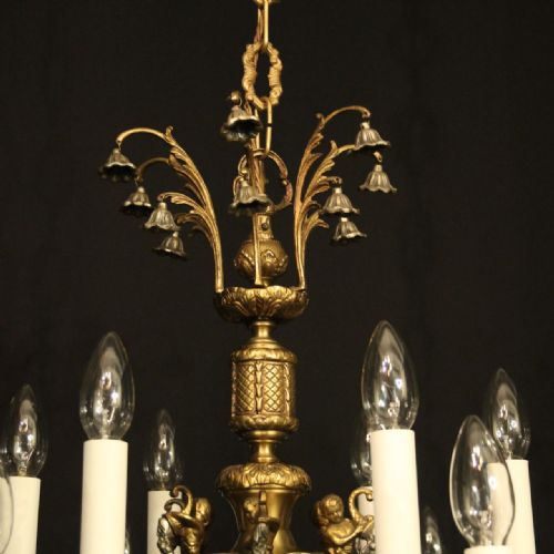 FRENCH PAIR OF 12 LIGHT DOUBLE TIERED CHANDELIERS - ADDITIONAL PHOTO 8