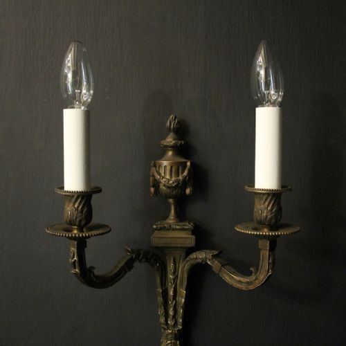FRENCH 19TH CENTURY PAIR OF BRONZE WALL SCONCES - ADDITIONAL PHOTO 2