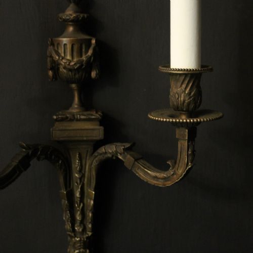 FRENCH 19TH CENTURY PAIR OF BRONZE WALL SCONCES - ADDITIONAL PHOTO 3